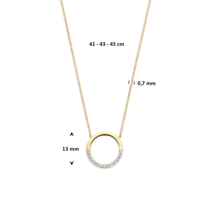 9k Geelgouden collier met zirkonia