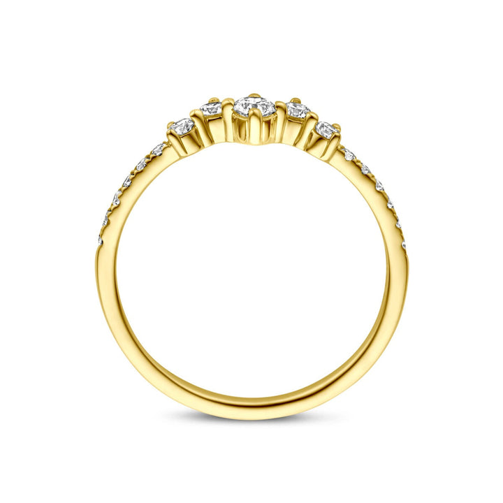 14k Geelgouden damesring met 0.33ct lab grown diamant