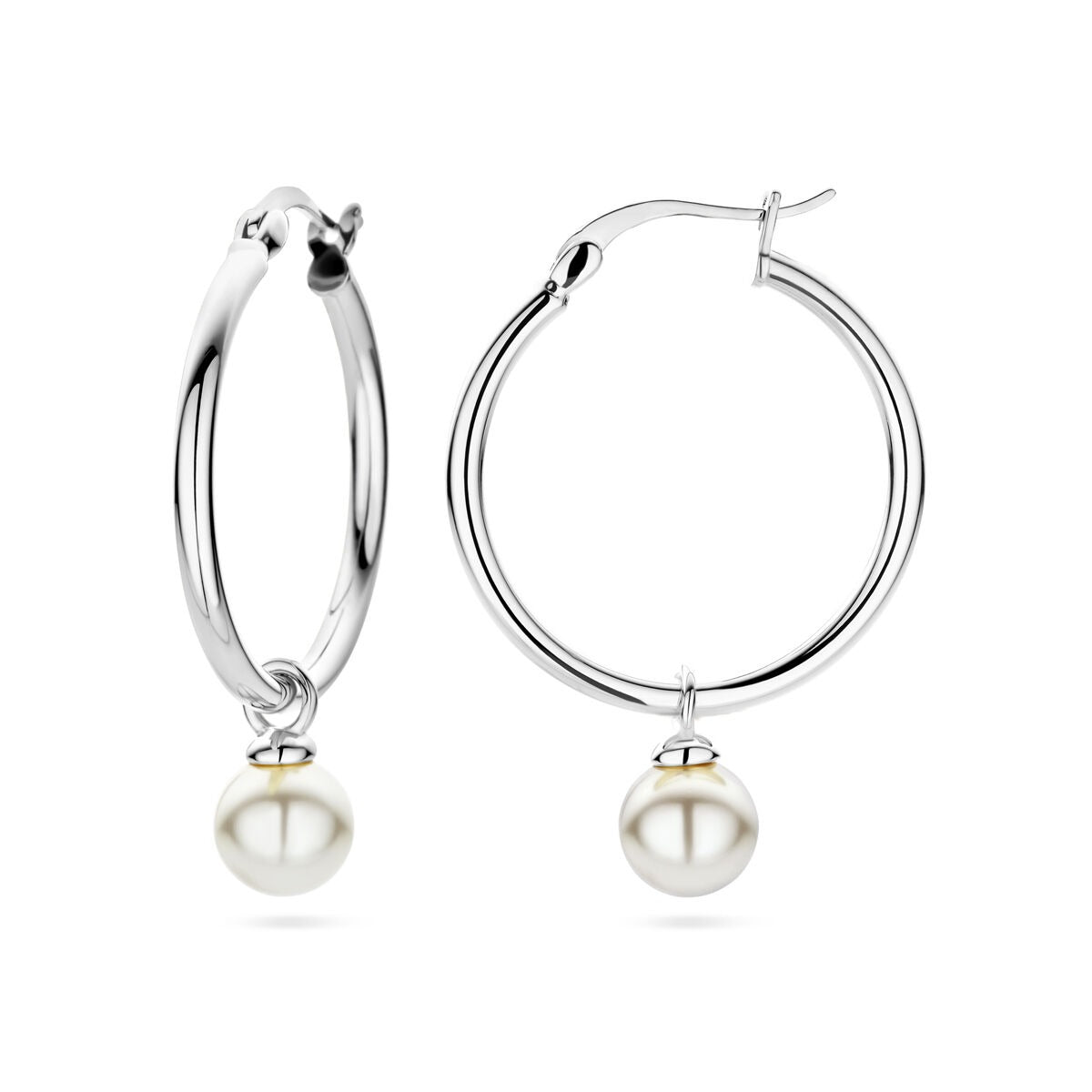 Aros de plata con perla – plata 925 rodiada