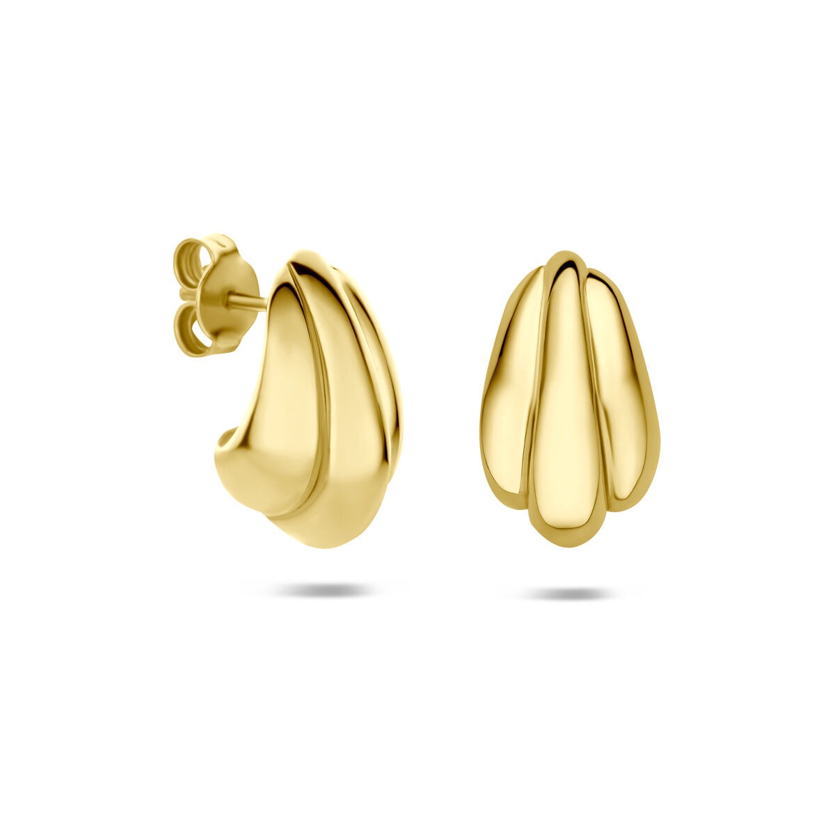 Pendientes de botón chapado en oro 925 plata 16,5 x 10 mm de mujer