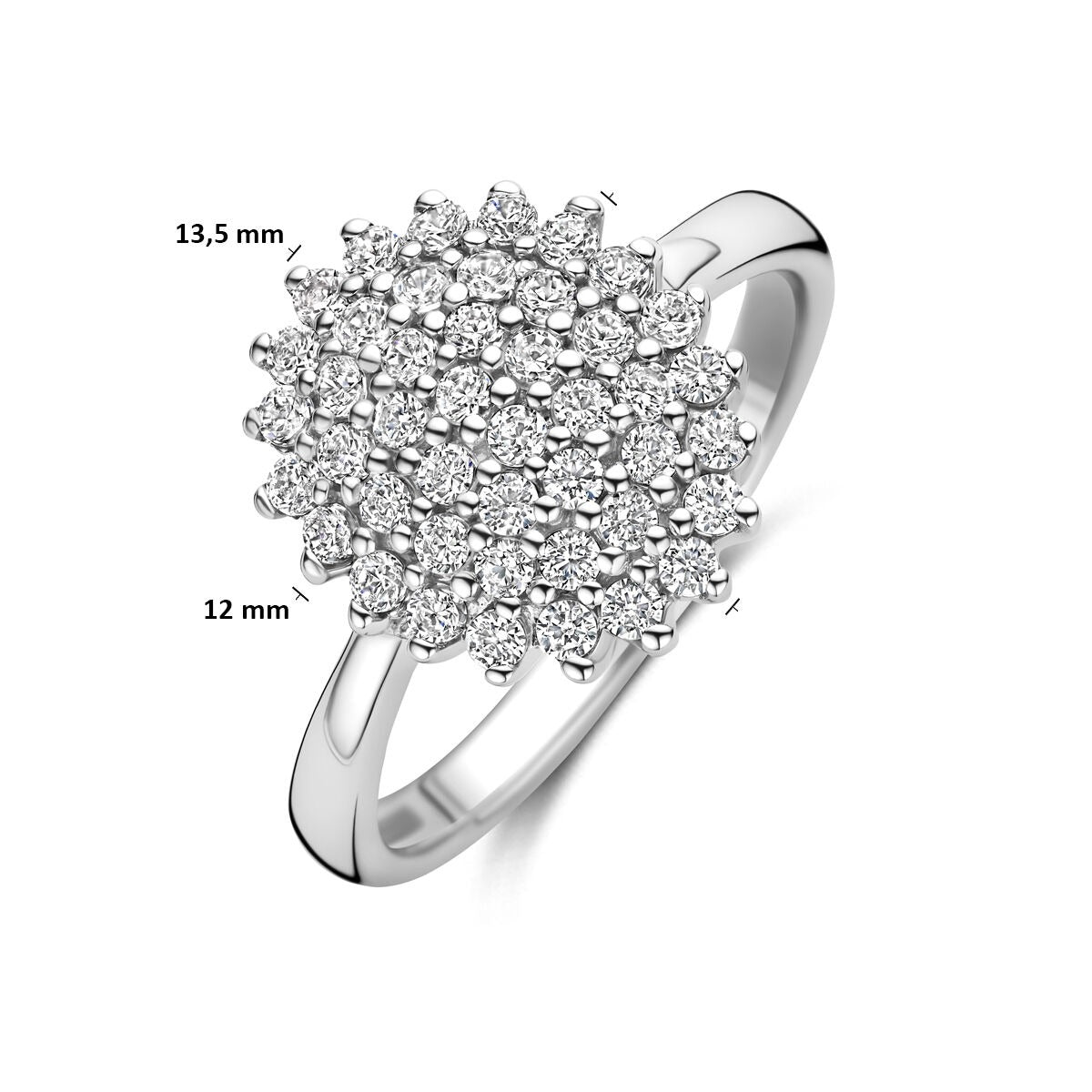 anillo de zirconia plata rodiada