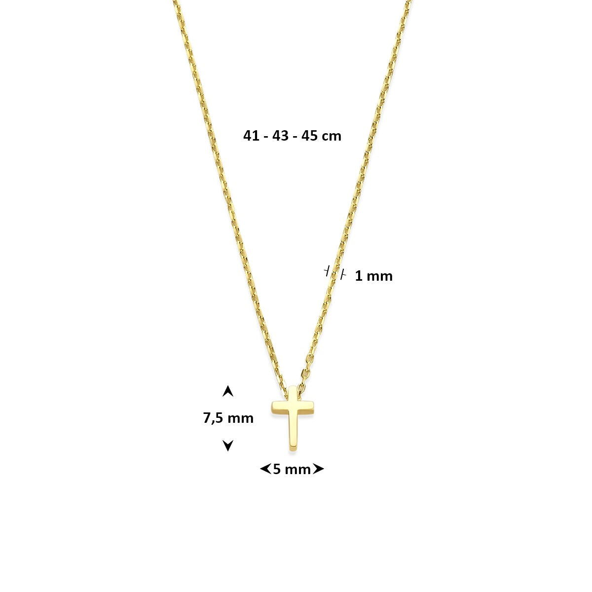 collar de oro amarillo de 14k con cruz