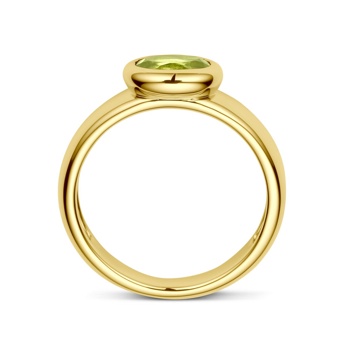 Anillo de oro amarillo de 14k con peridoto - Montura ovalada 7.5x9mm