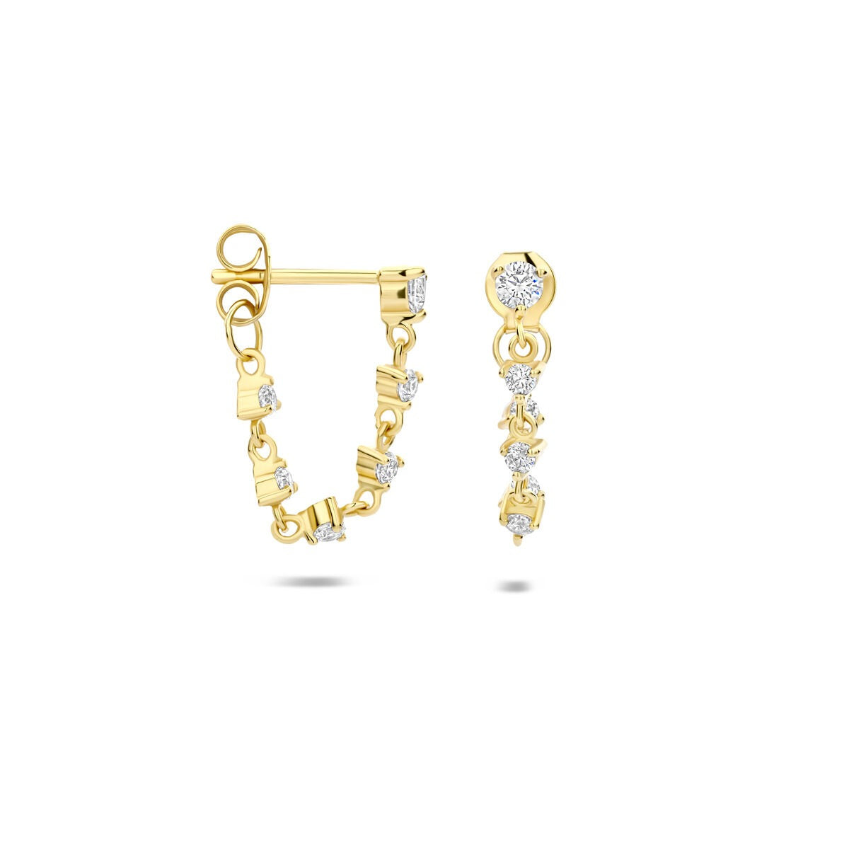 Pendientes de plata chapados en oro con circonitas - plata 925