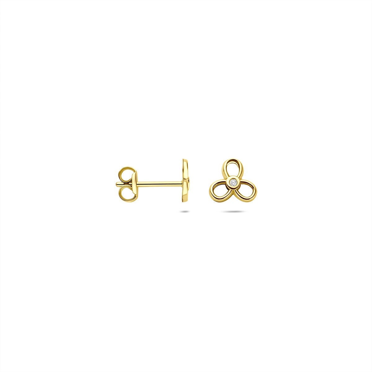 pendientes de botón de oro amarillo con circonitas – 6x6,5mm