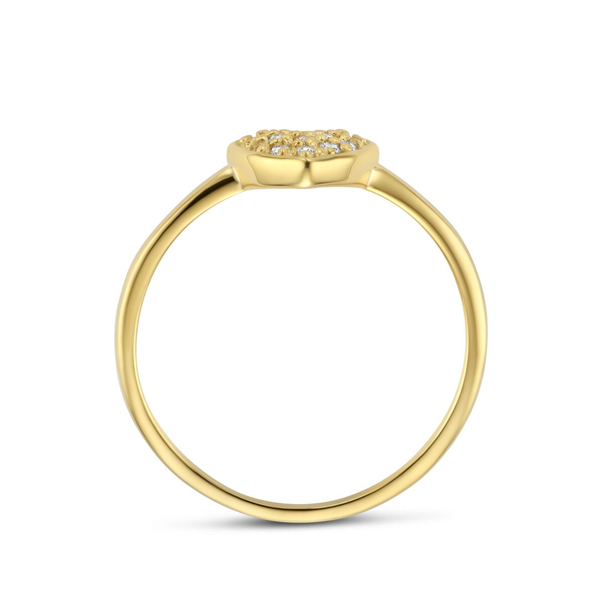 Anillo de mujer en oro amarillo de 14k con corazón y diamante – 0.10 ct