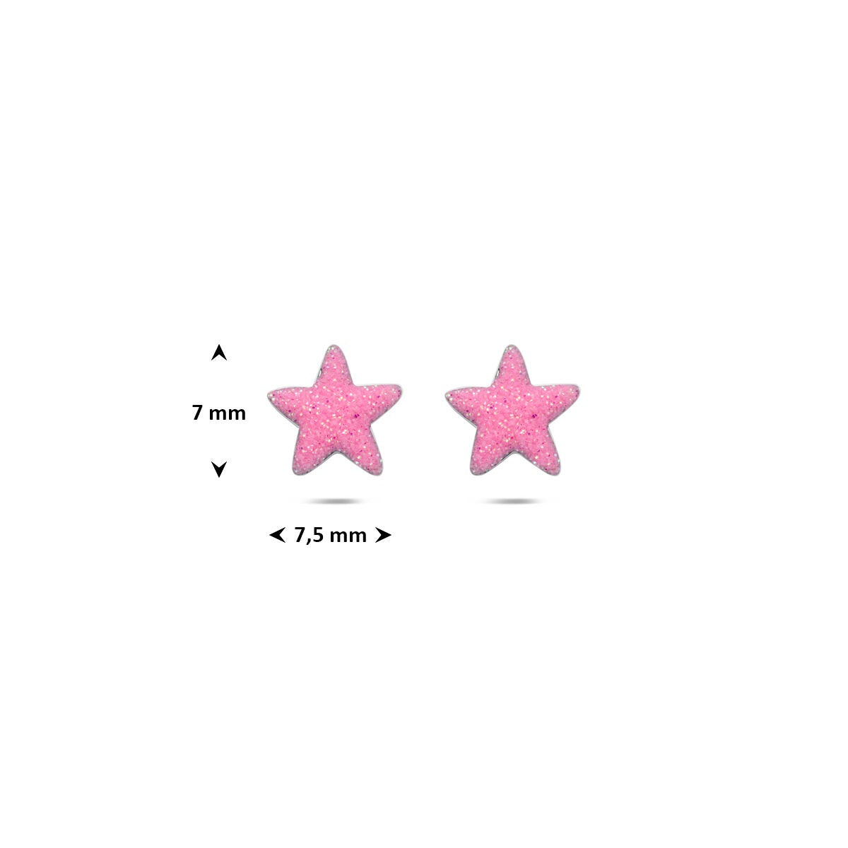 Pendientes infantiles de estrella de plata 925k con esmalte rosa chapado en rodio