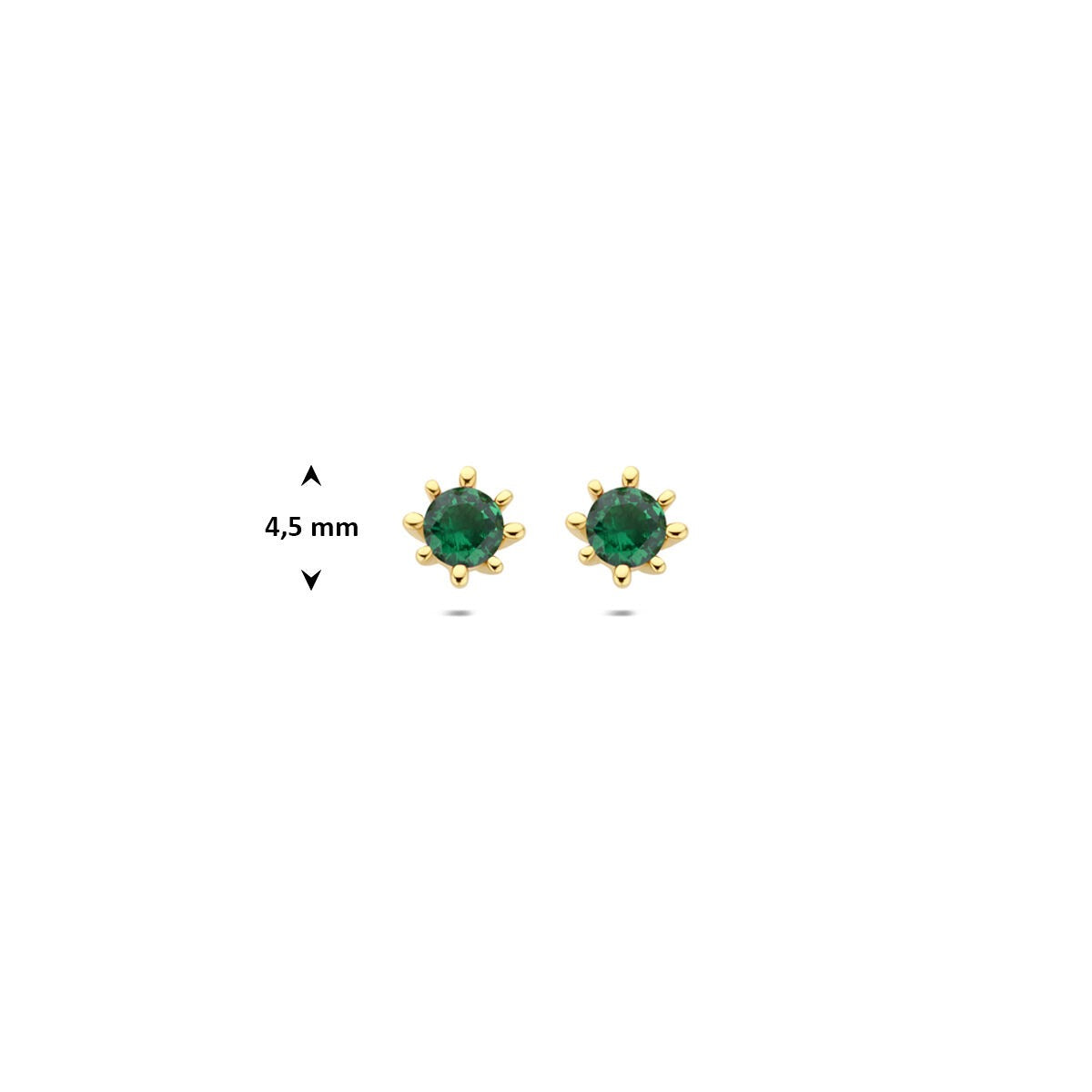 pendientes de botón de oro amarillo de 9k con zirconia verde