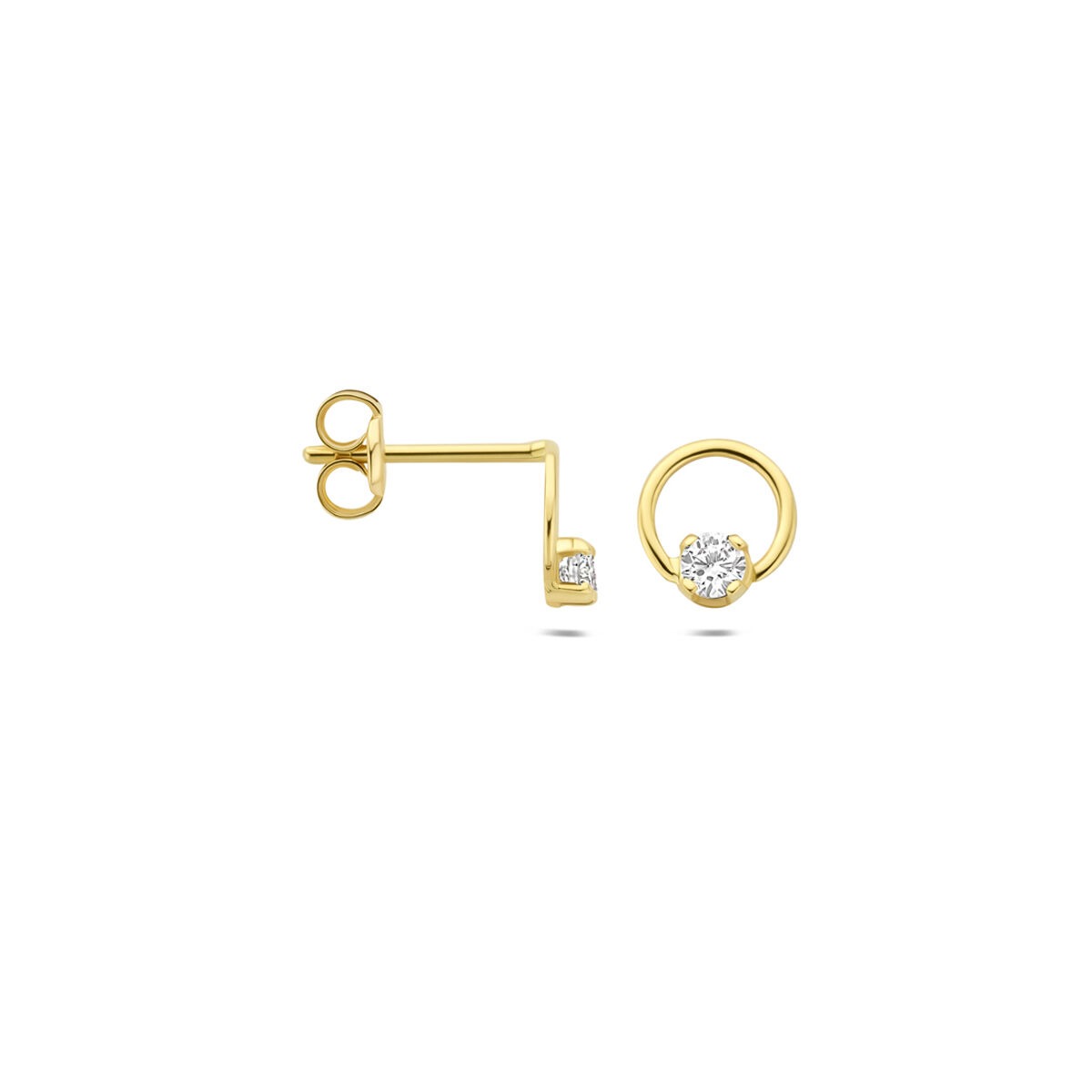 pendientes de botón de oro amarillo con diamante cultivado en laboratorio 0,13 ct