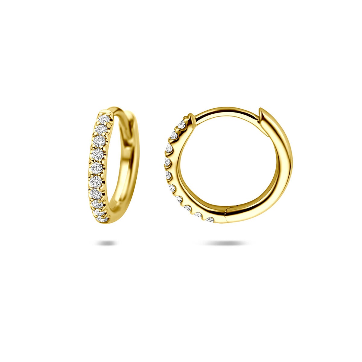 Aros de oro amarillo de 14k con diamante cultivado en laboratorio