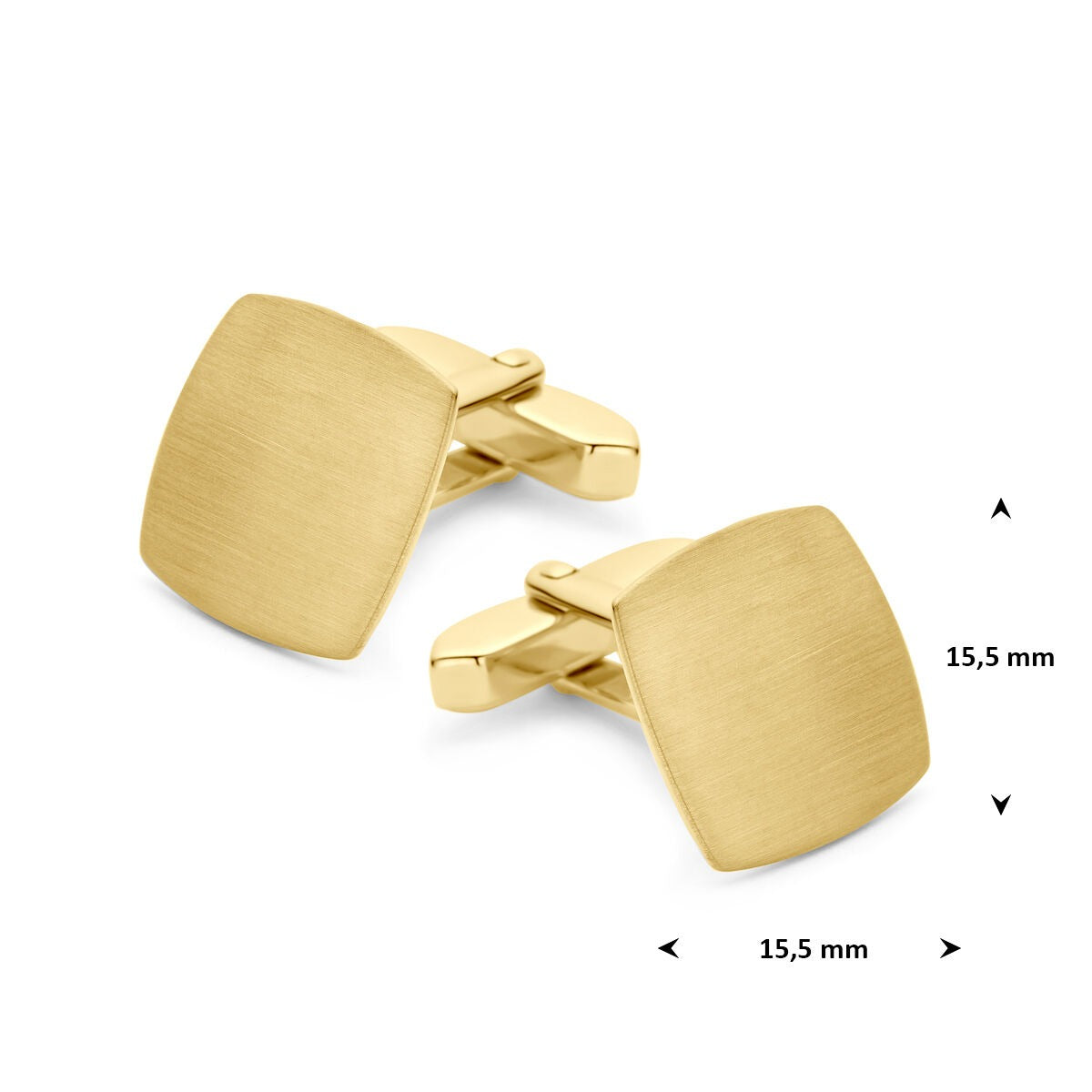 Manchetas chapadas en oro de plata 925 15.5 x 15.5 mm