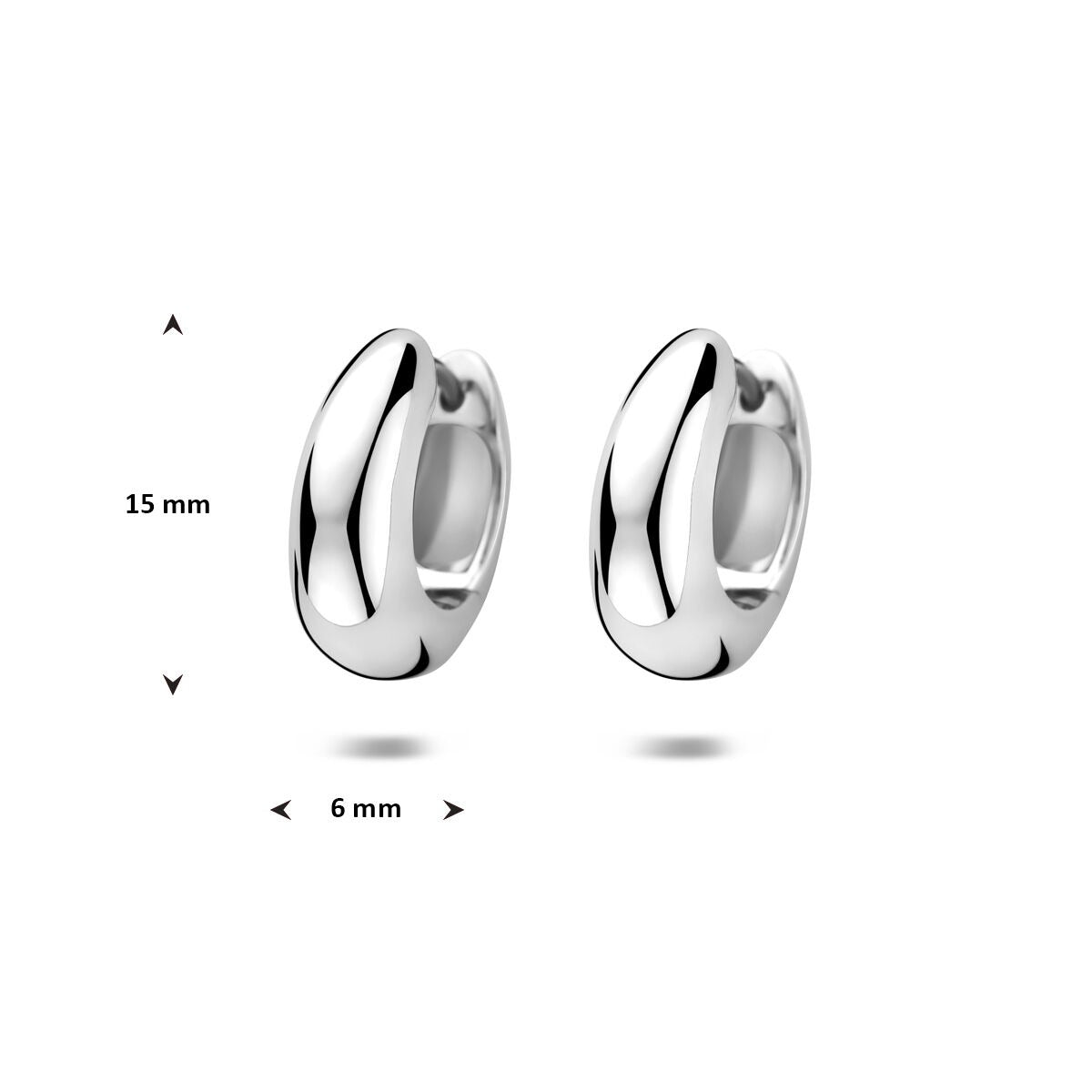 Pendientes de aro de plata rodiada - pendientes de mujer elegantes con cierre de bisagra