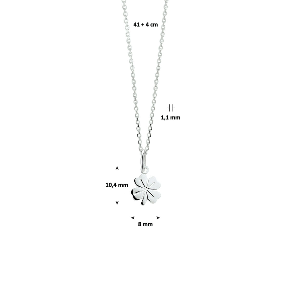 Collar de plata con trébol – eslabón ancla