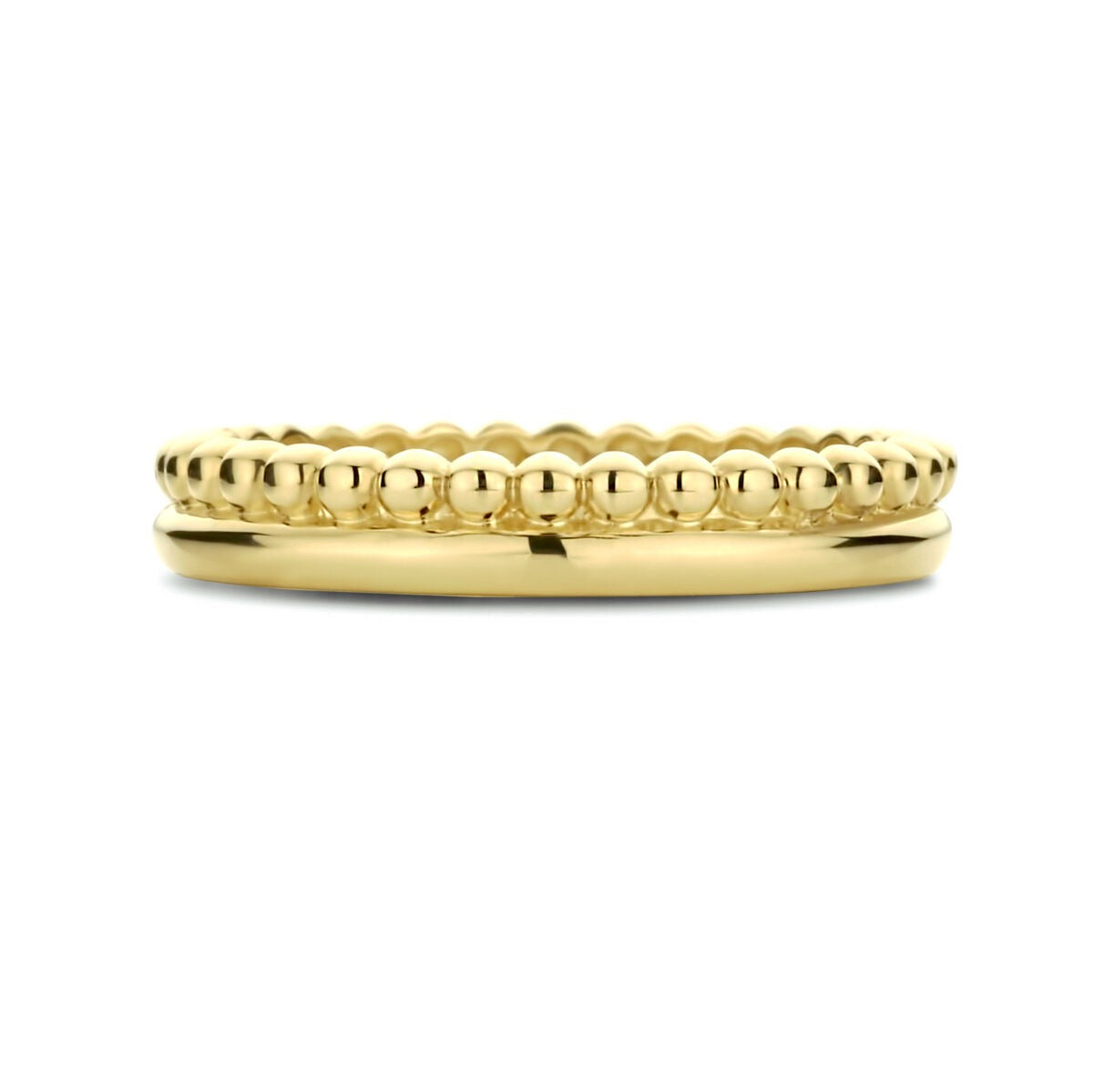 anillo de mujer chapado en oro amarillo con motivo de bolitas – juguetón y elegante
