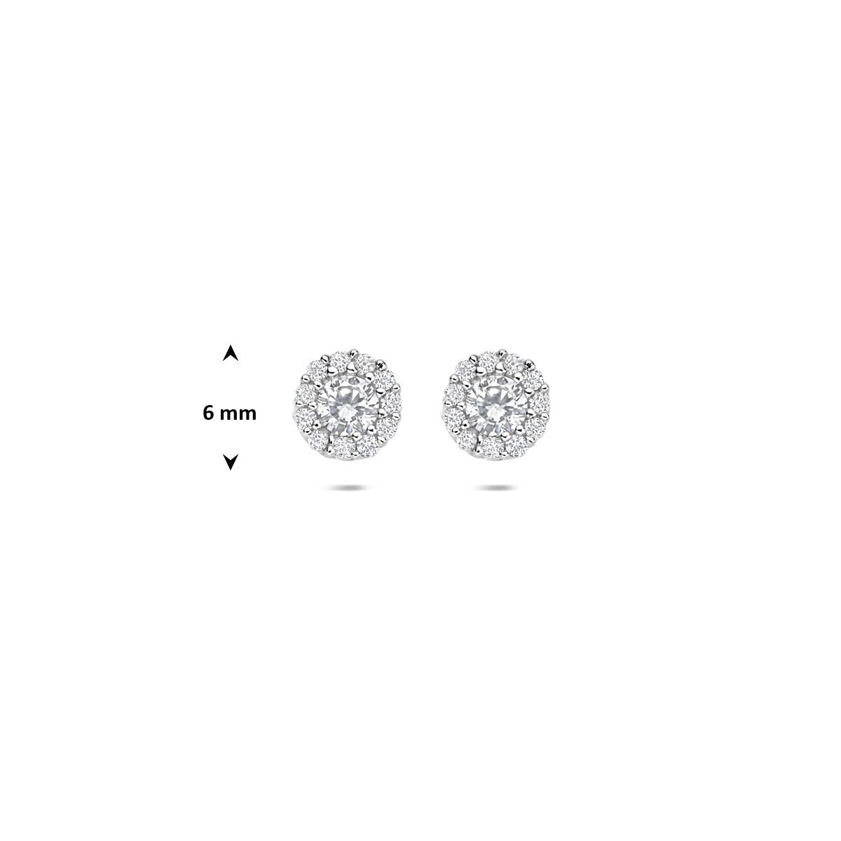 Pendientes de botón de plata con entorno de circonitas – plata 925 rodiada