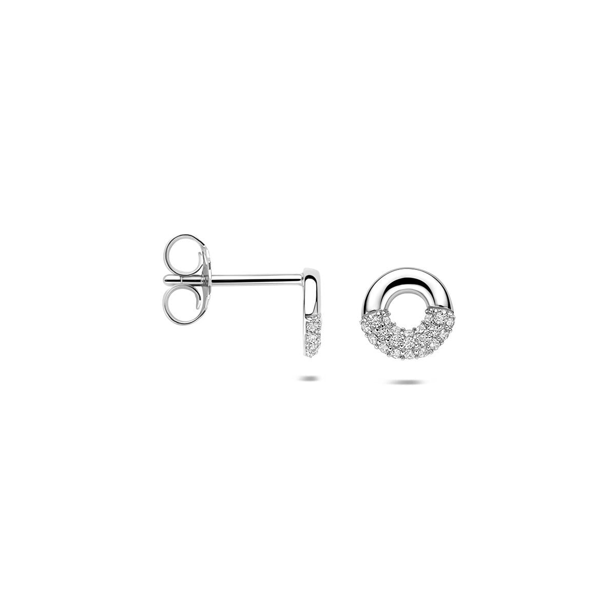 pendientes de botón de zirconia 7 mm plata rodiada