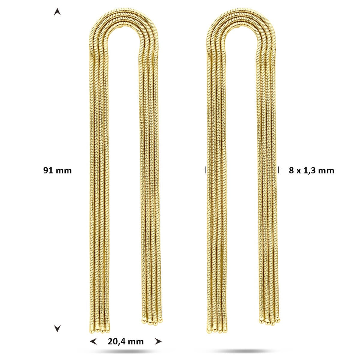 Pendientes de mujer chapados en oro – motivo de eslabones 91 mm 1 micron