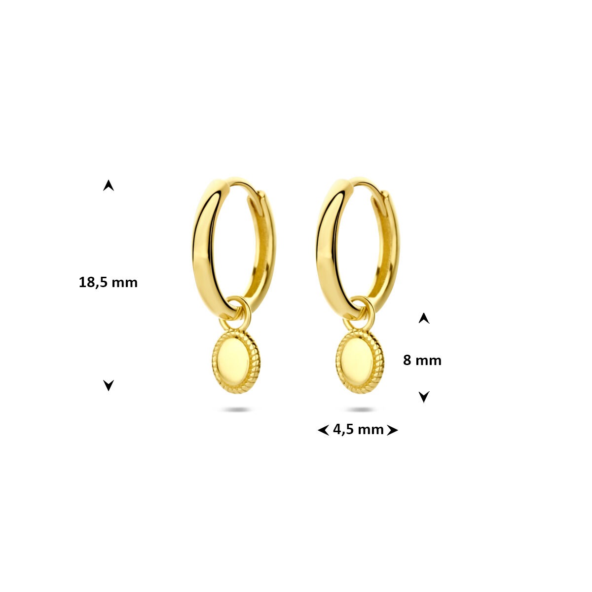 Aros de oro amarillo con colgante – elegancia atemporal en movimiento