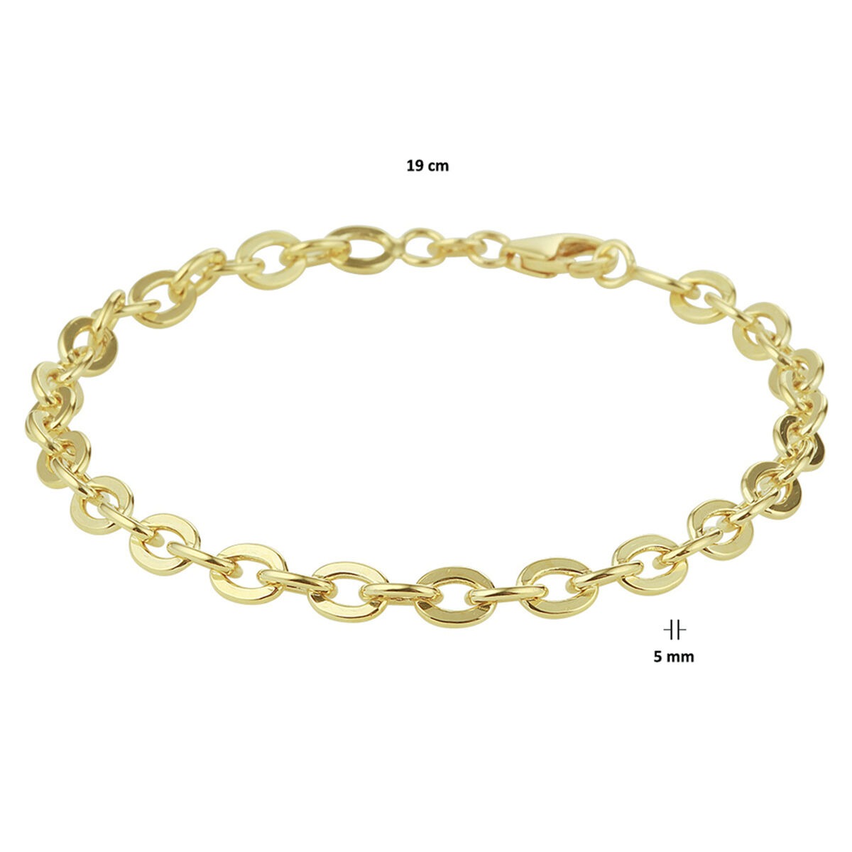 pulsera de ancla de oro amarillo de 14k