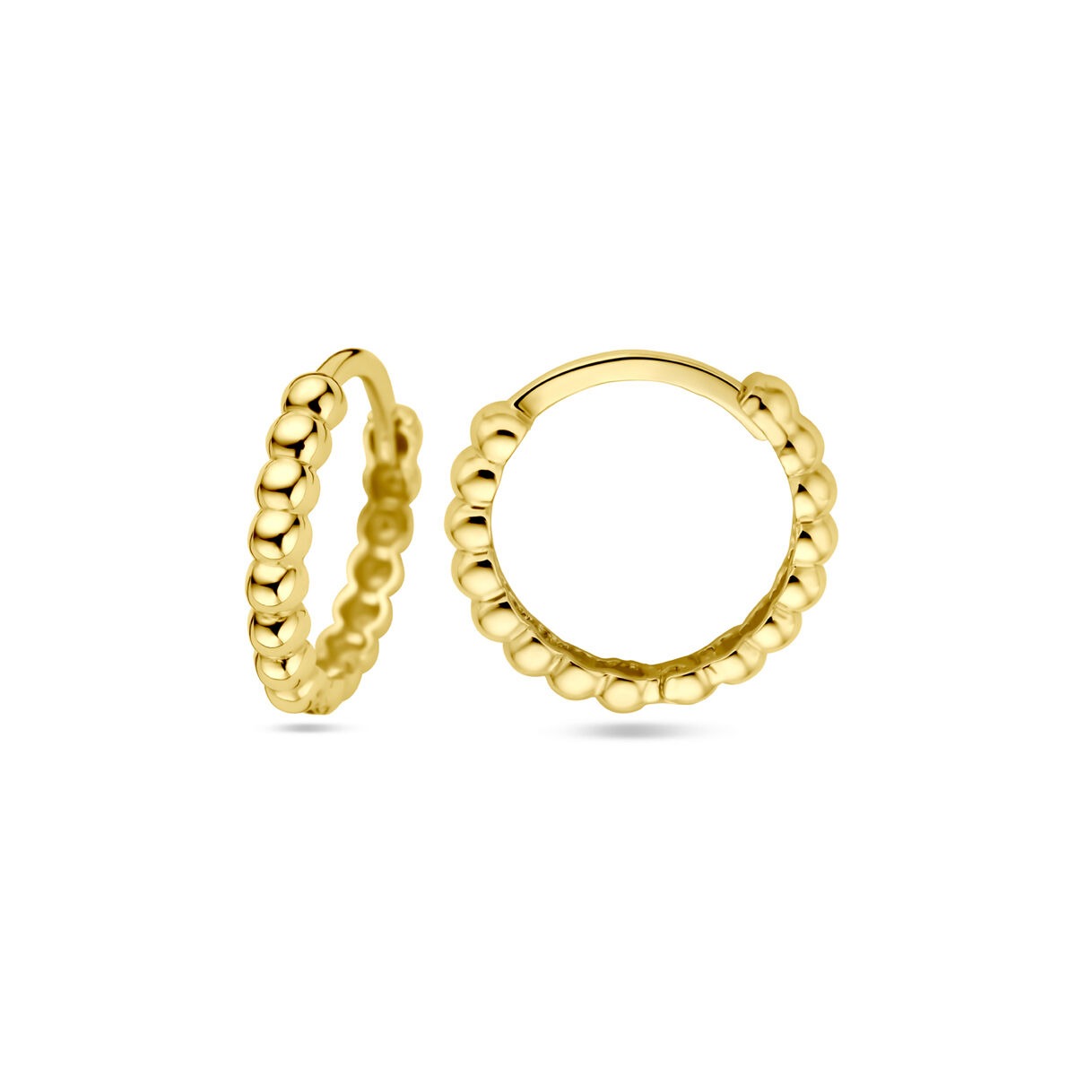 Aros de oro amarillo con bolitas 13.5 x 2 mm