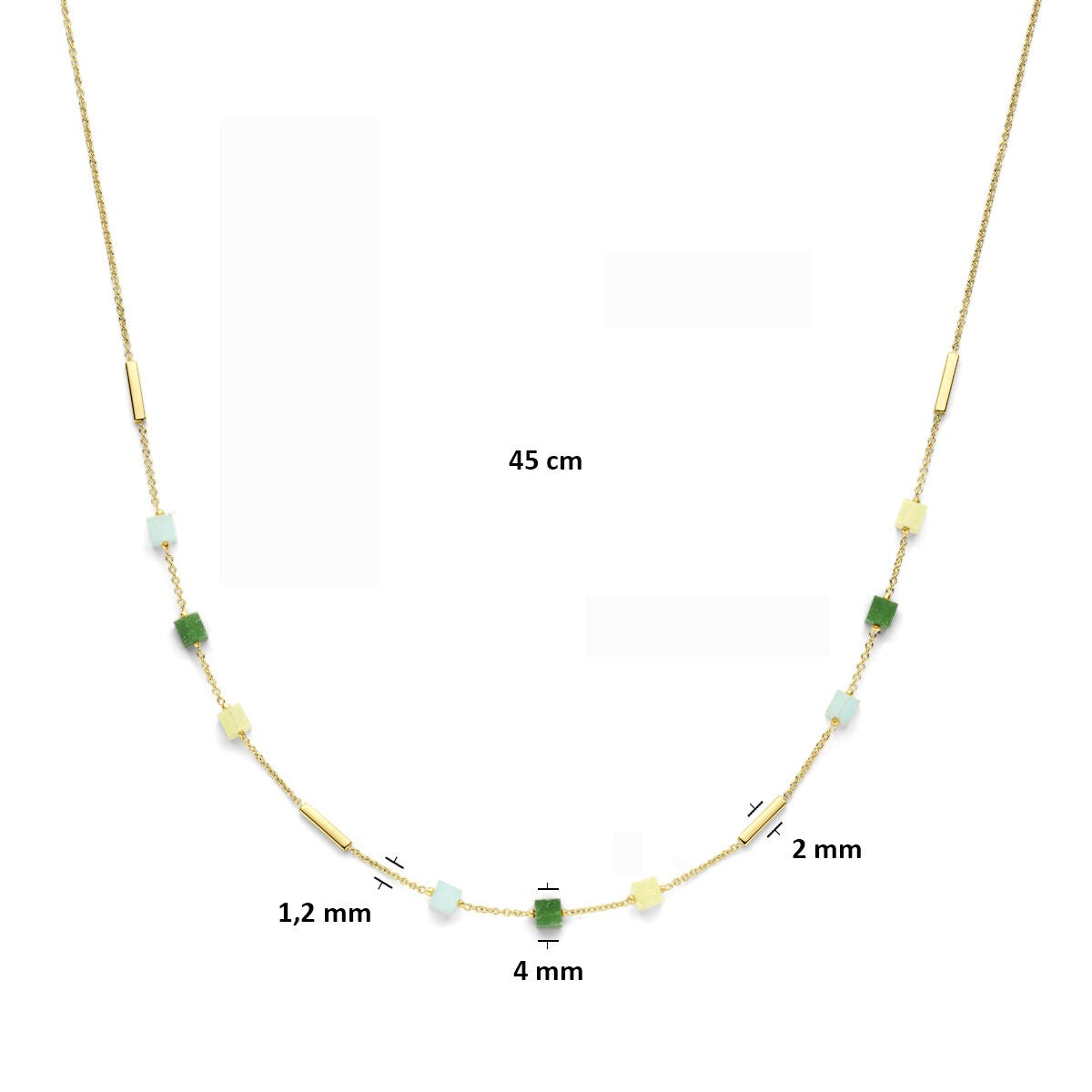 Collar de oro 14k con cuarzo azul y verde - de mujer