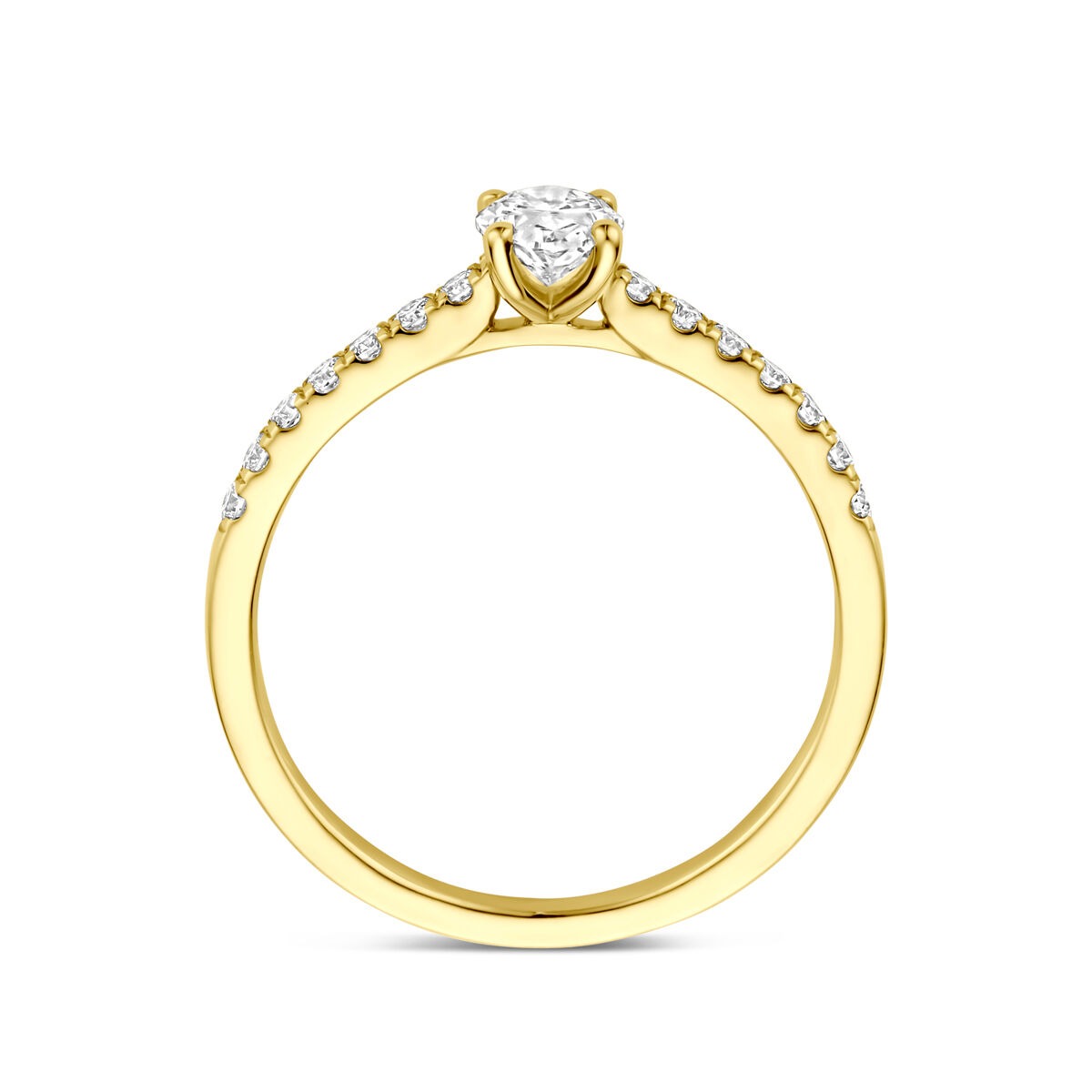 Anillo de oro 14k con diamante cultivado en laboratorio - Forma de corte ovalada
