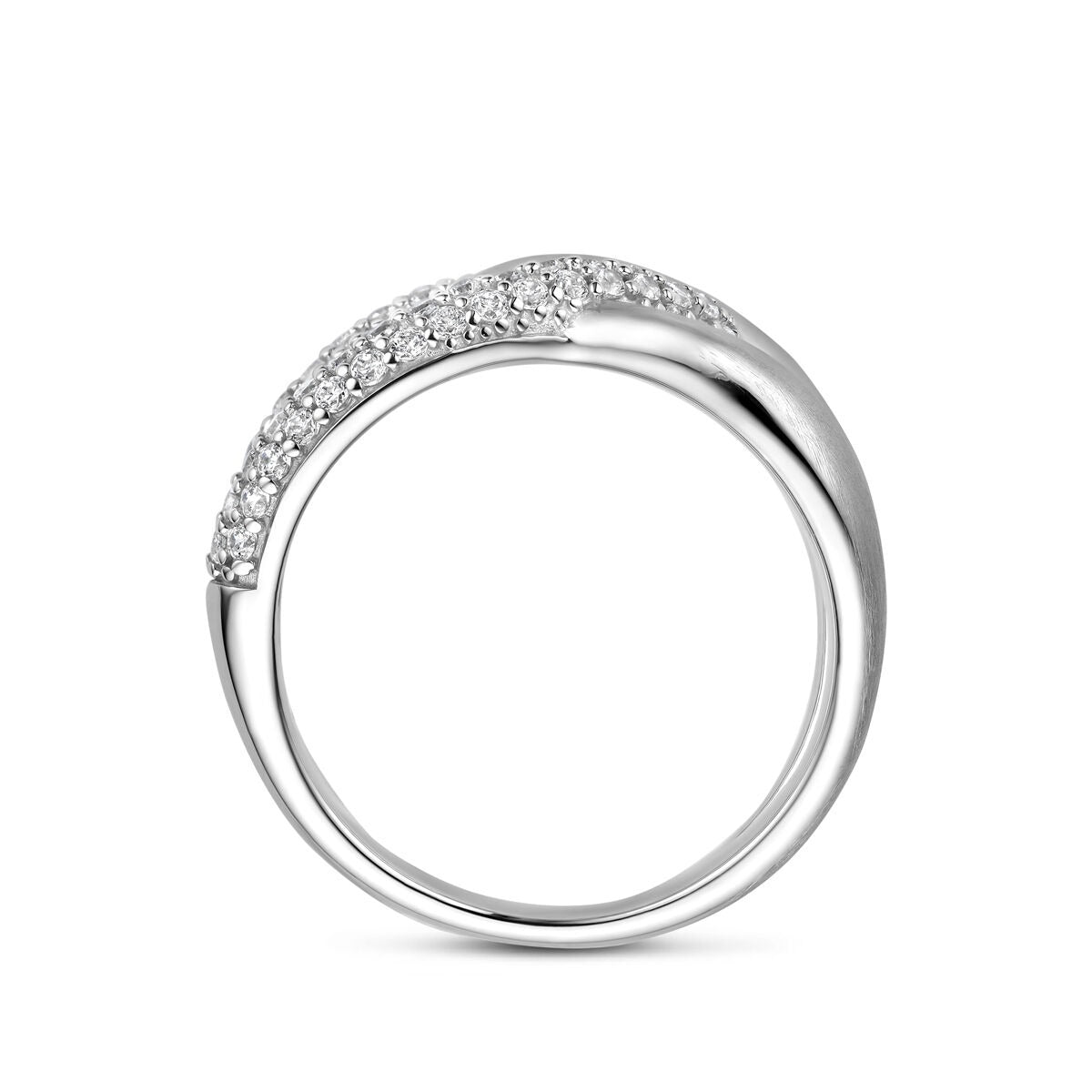 anillo de zirconia plata rodiada
