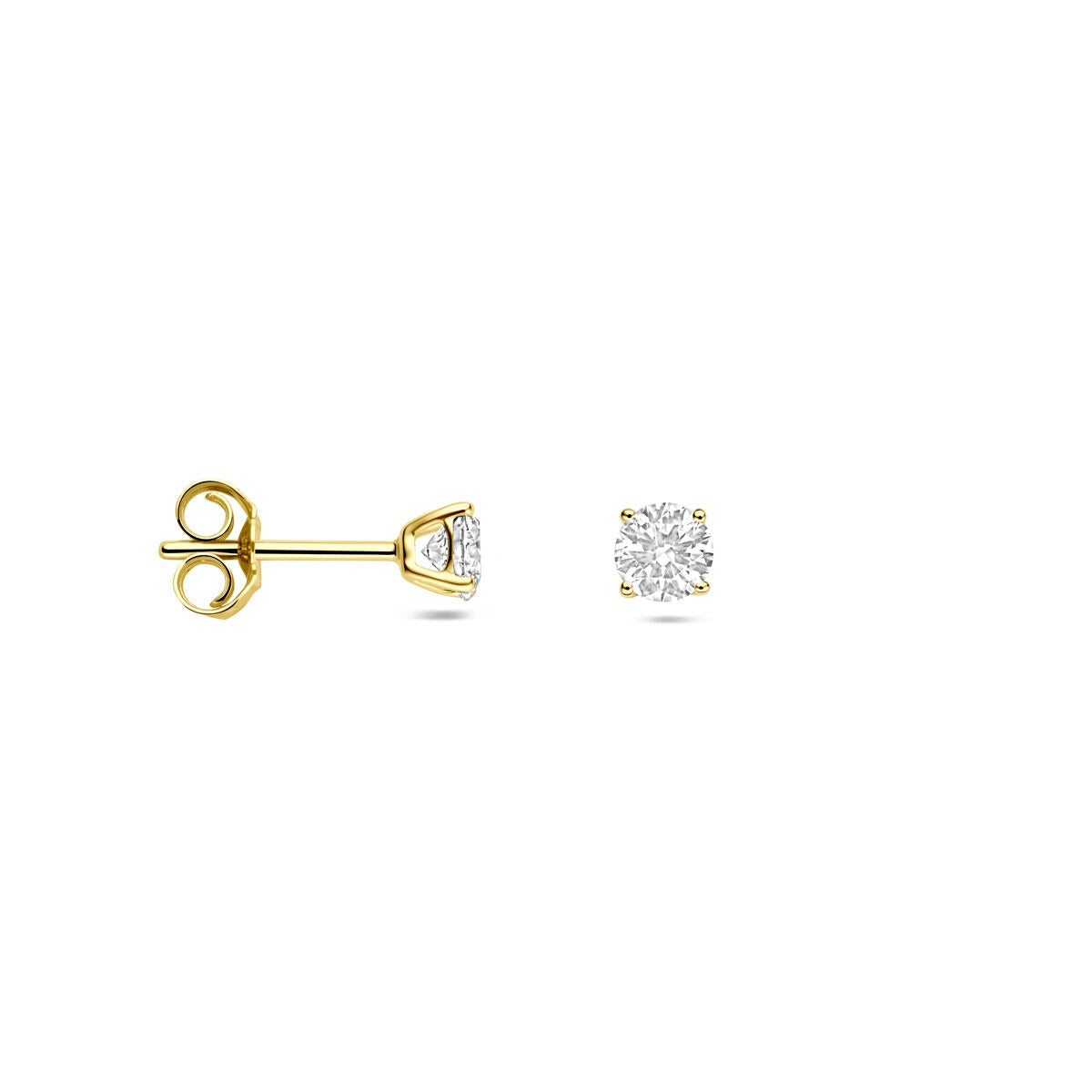 pendientes de botón de oro amarillo 14k con diamante cultivado en laboratorio de 0.50ct