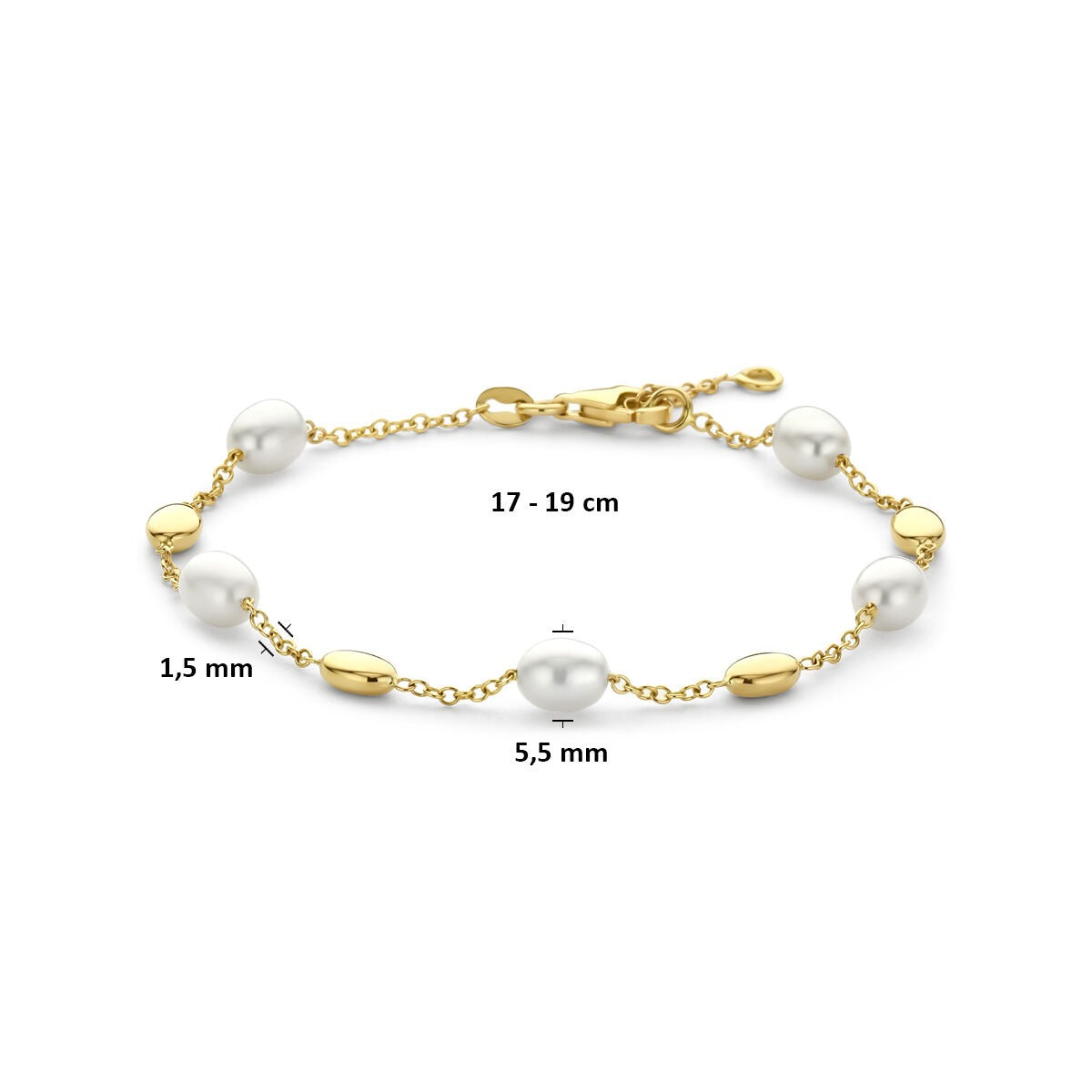 pulsera de oro amarillo con perlas