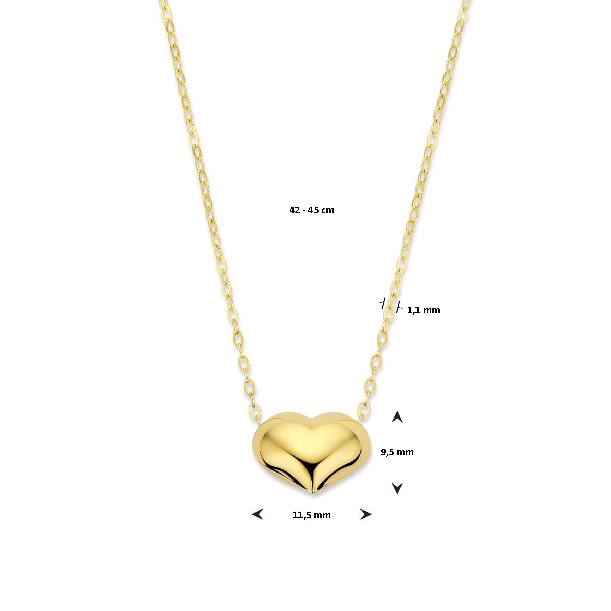 Collar de oro amarillo de 14k con corazón