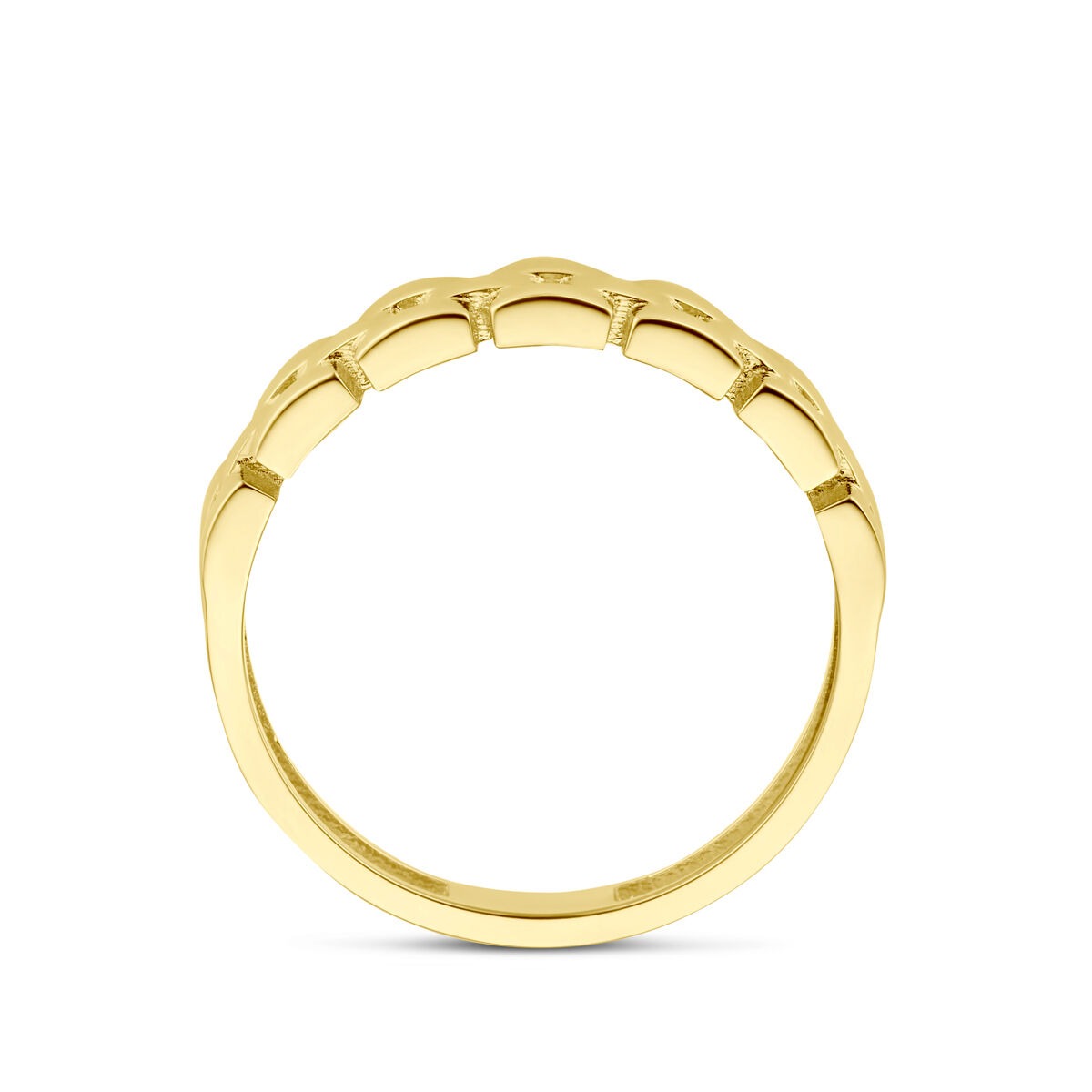 anillo de mujer en oro amarillo de 9k con motivo de eslabones – 4,5 mm de ancho