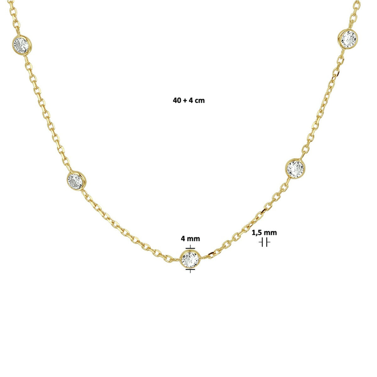 Collar chapado en oro de plata con circonitas – 40-44 cm