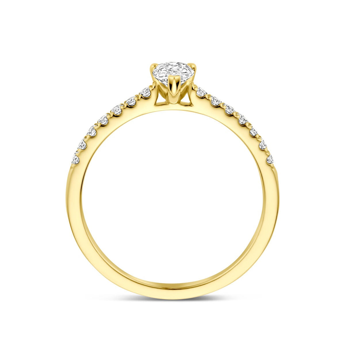 Anillo de oro 14k con diamante cultivado en laboratorio - forma de pera