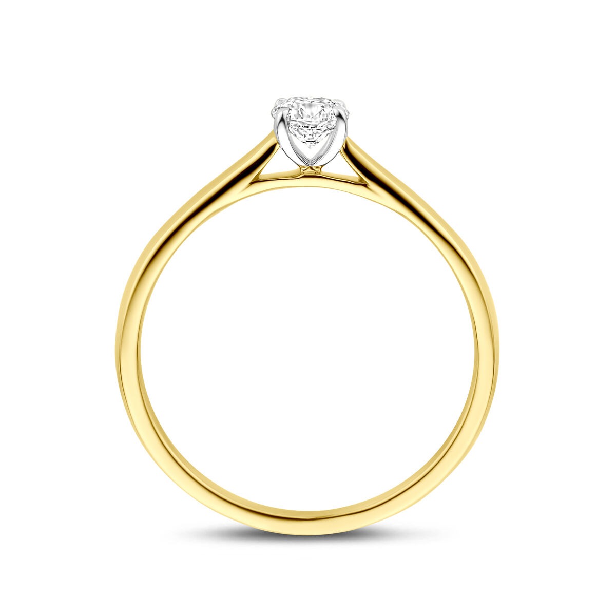 anillo de oro amarillo y oro blanco bicolor de 14k con diamante cultivado en laboratorio de 0.25ct