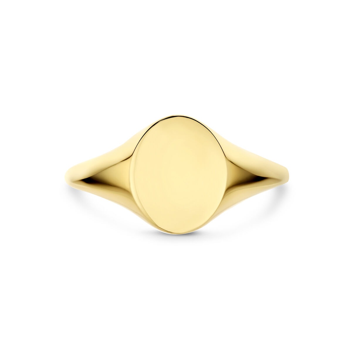 Anillo grabado 9k oro amarillo ovalado – Anillo de sello de mujer sin piedra