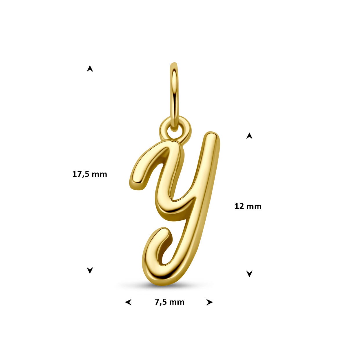 colgante letra 3 micrones plata chapado en oro amarillo