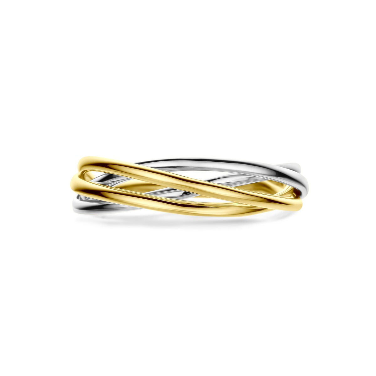 anillo de mujer bicolor de oro amarillo y oro blanco 5mm de ancho
