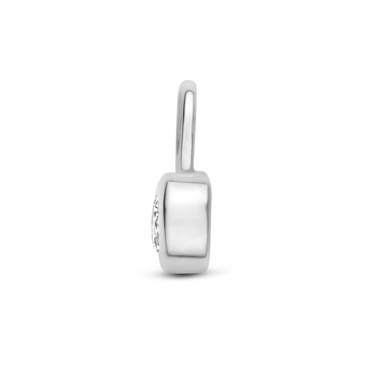 Aro colgante de plata rodiada con circonitas