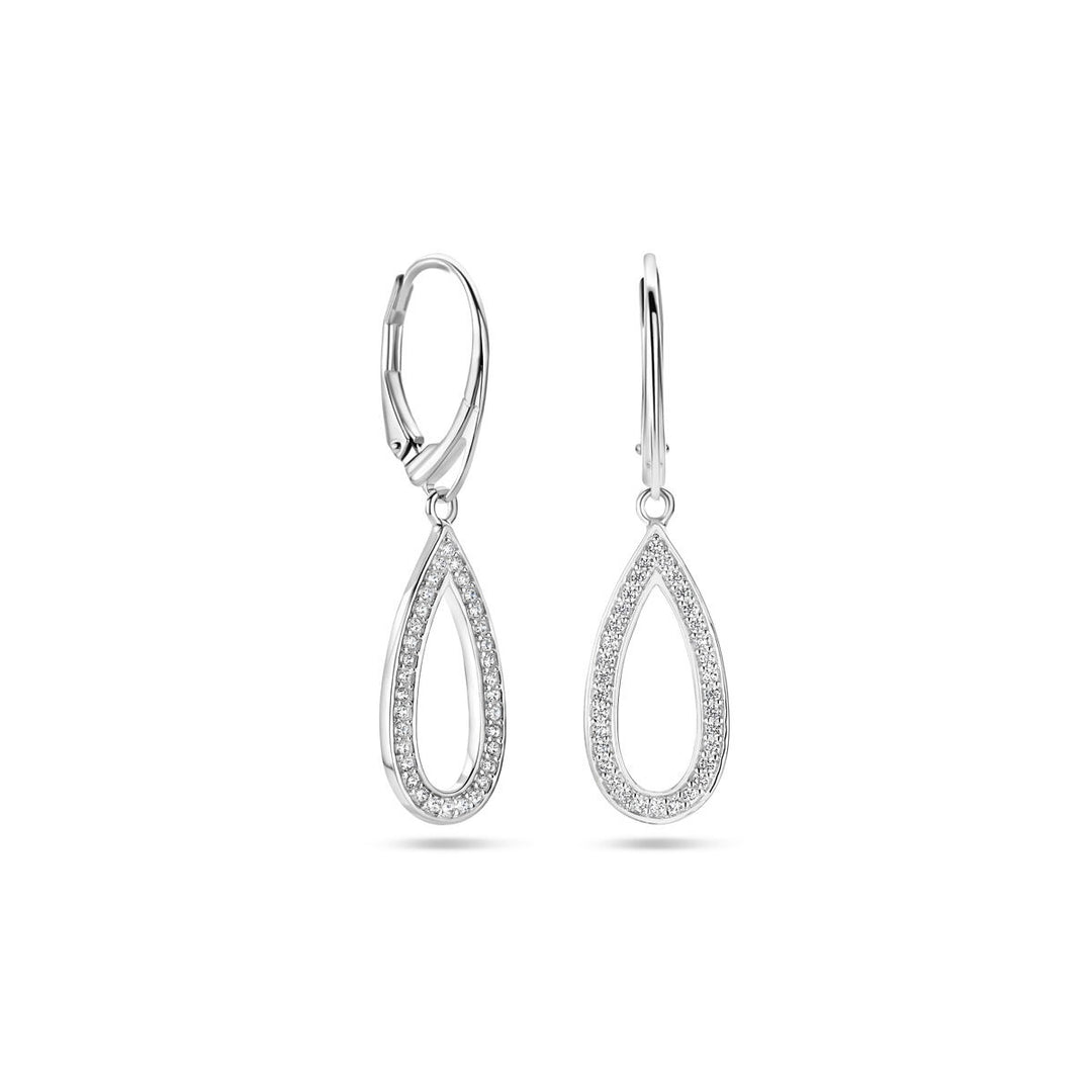Zilveren oorhangers met zirkonia – gerhodineerd 925