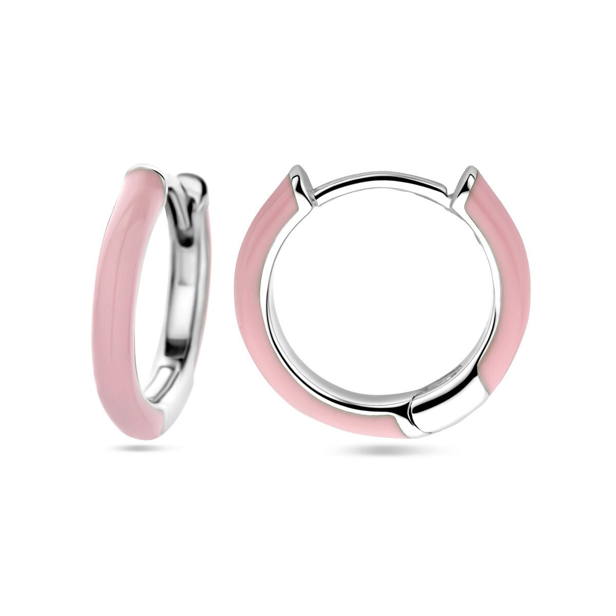 Aros de plata rodiada con esmalte rosa