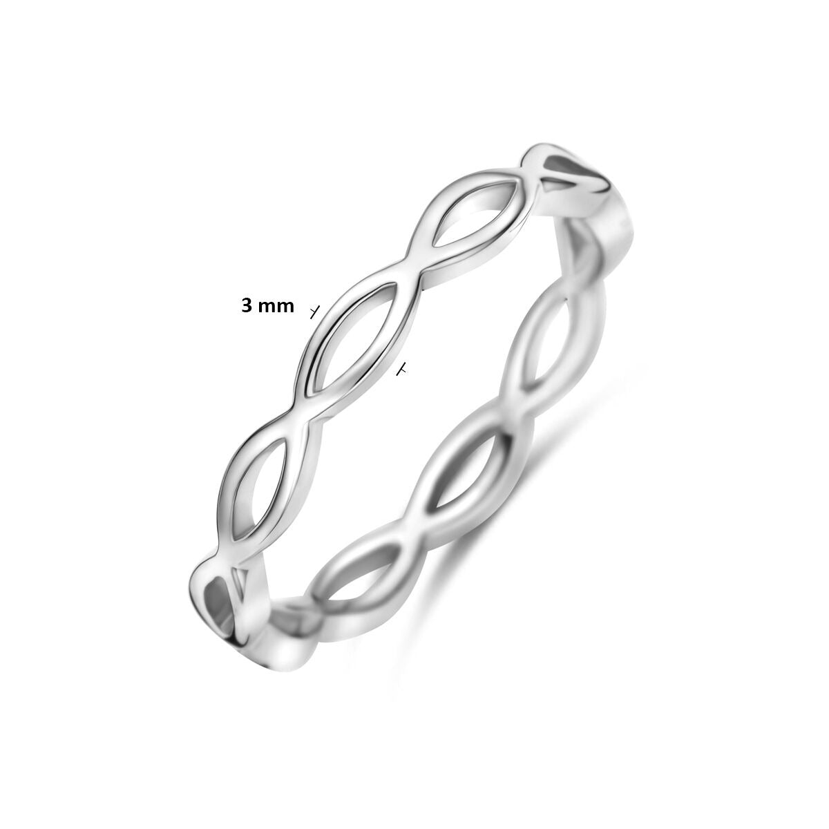 Anillo de plata 925 rodiado 3 mm de mujer