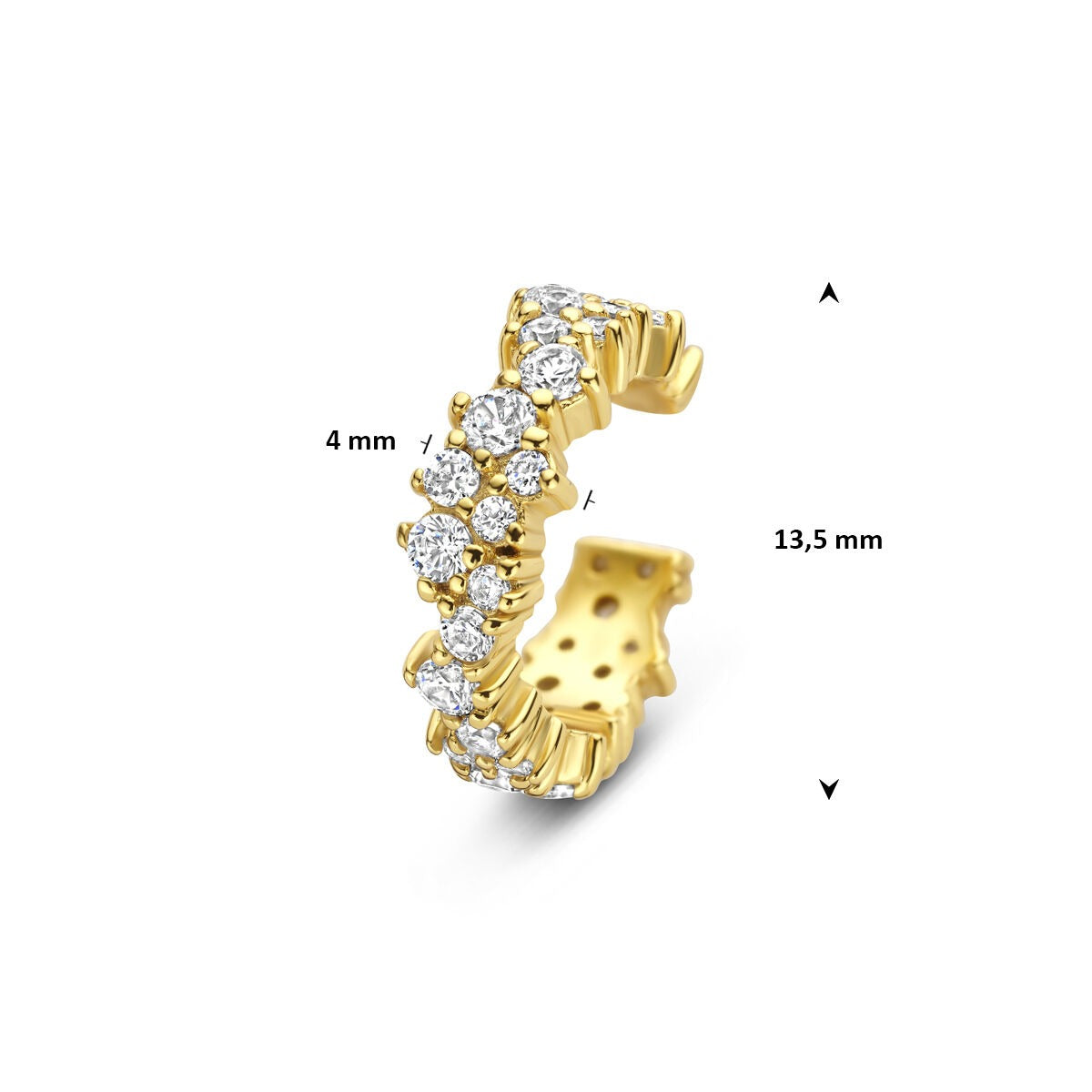 Ear cuff chapado en oro de plata con circonitas – detalle radiante sin piercing