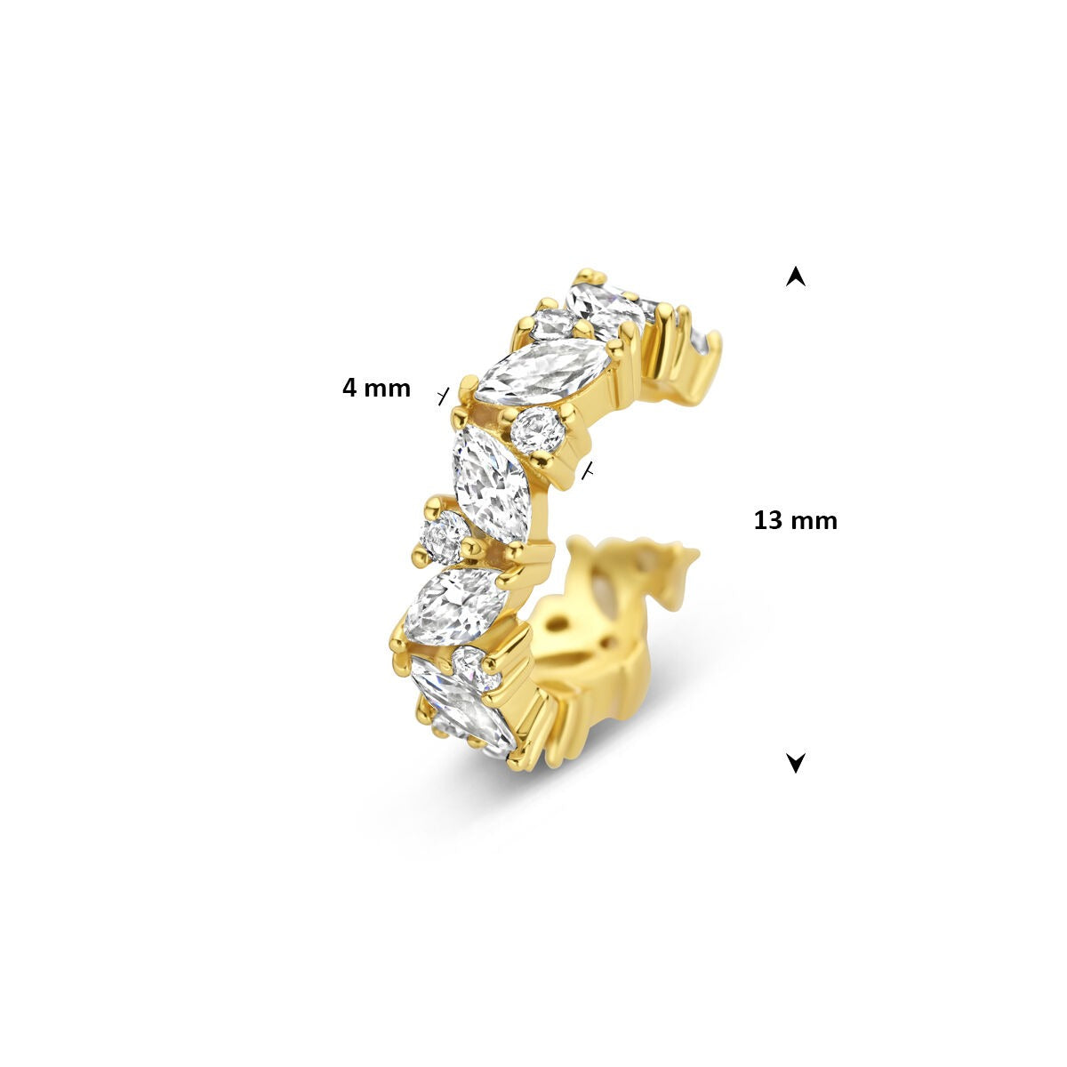 Ear cuff chapado en oro de plata con circonitas – acento brillante sin perforación