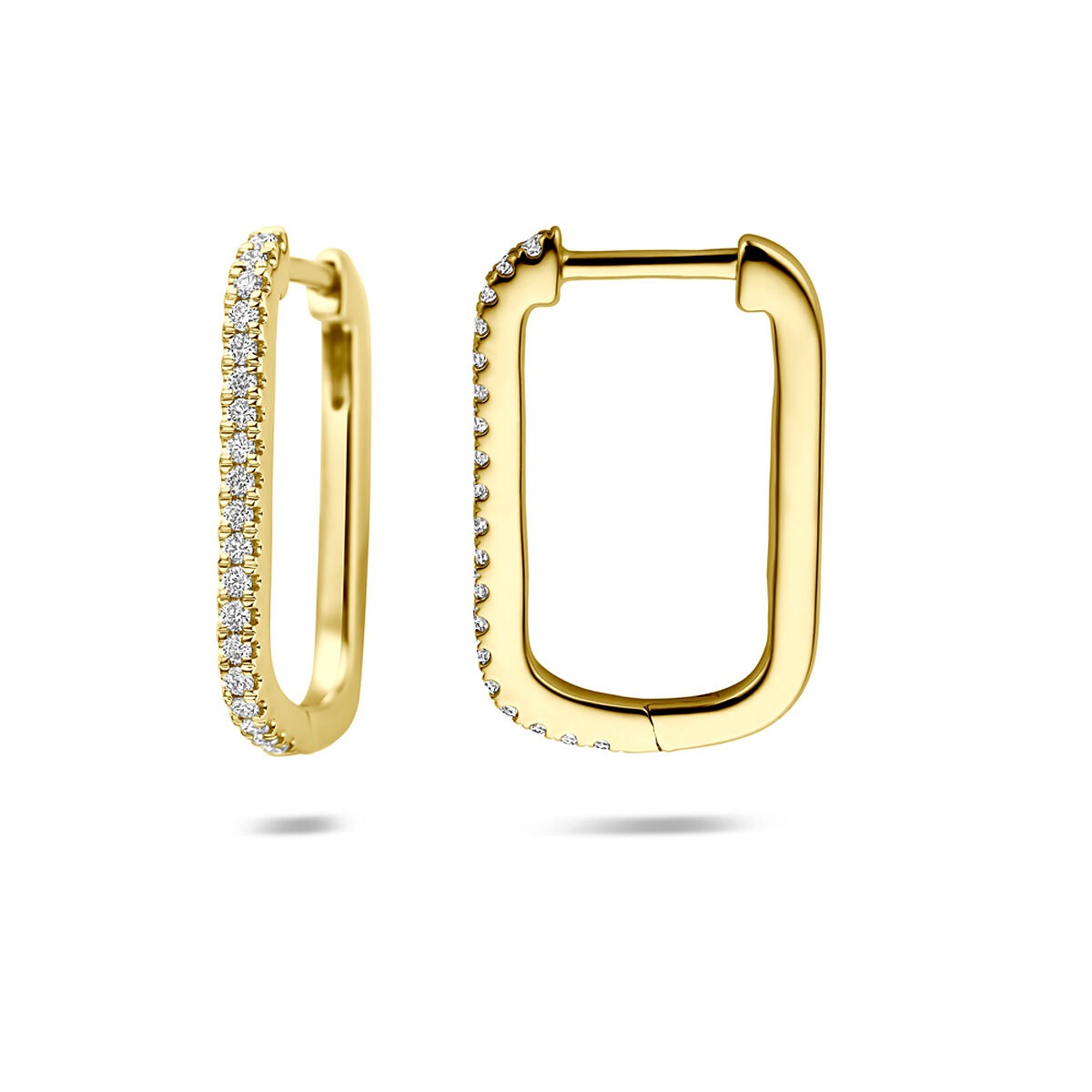 Aros de oro amarillo de 14k con diamante cultivado en laboratorio