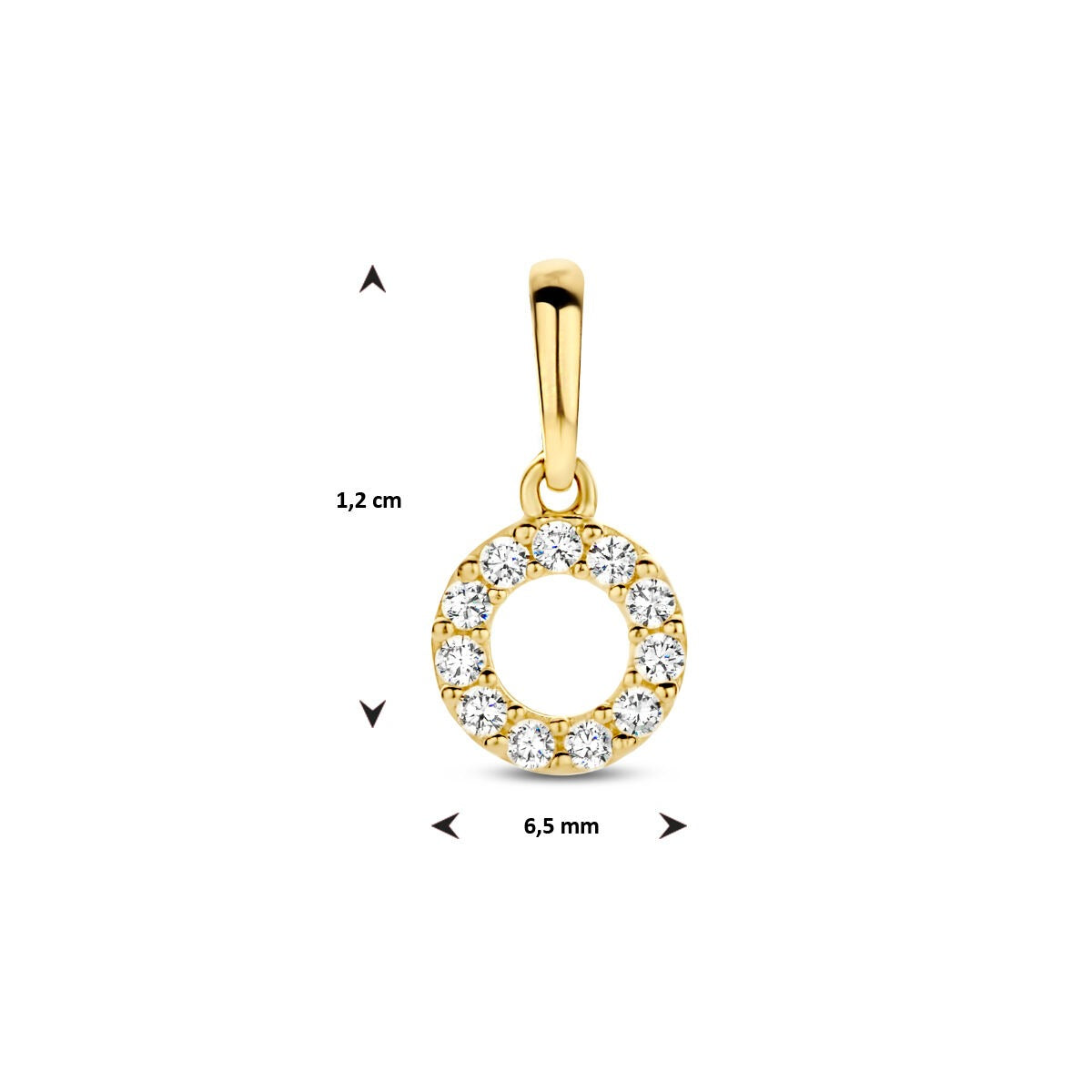 Colgante de oro 14k con fila de zirconia cortada en brillante
