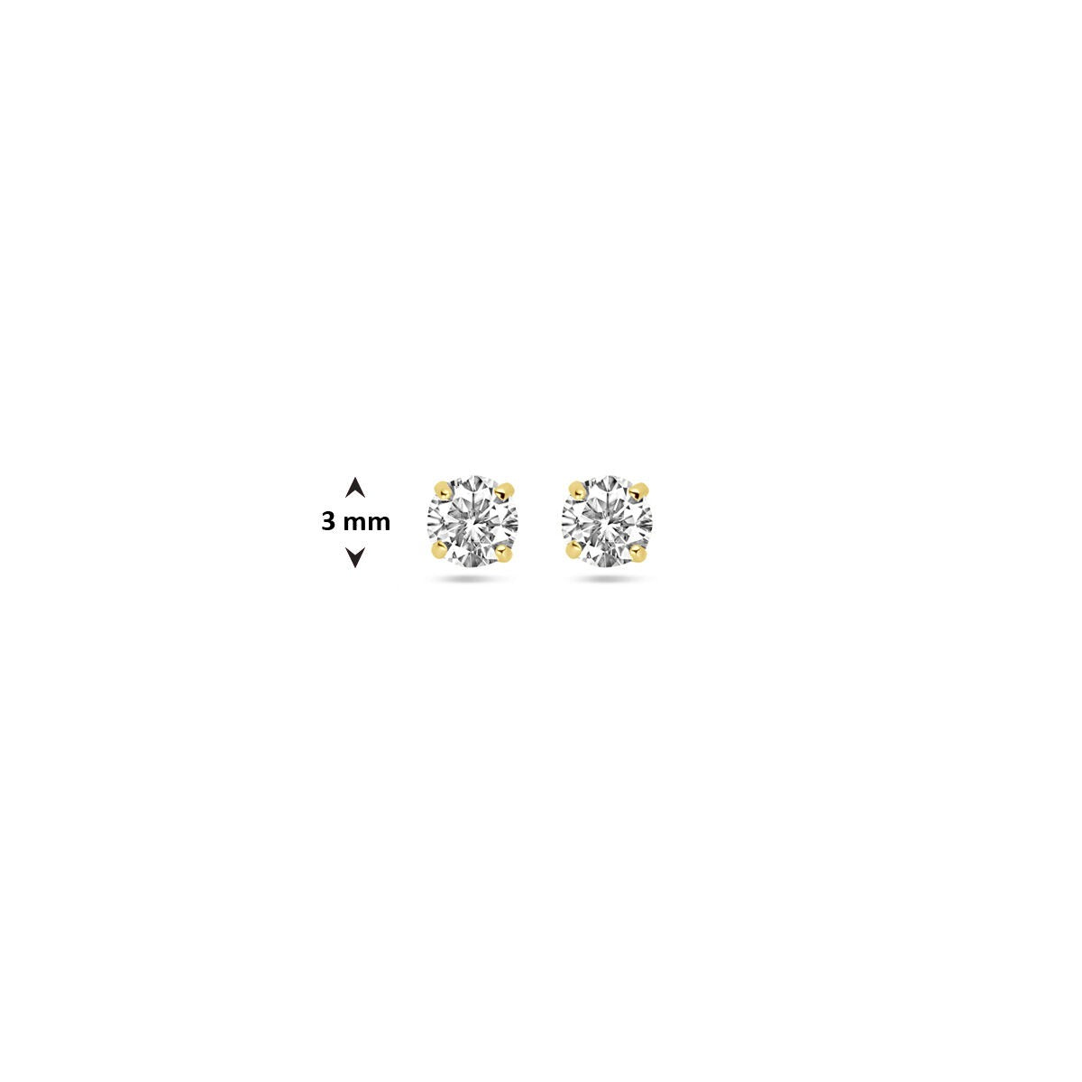 Pendientes de botón de oro con circonitas – 14k, engaste solitario