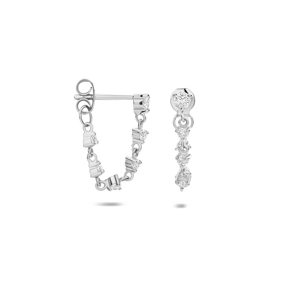 Pendientes de plata rodiada con circonitas – 40 mm aros de mujer en engaste de chatón brillante