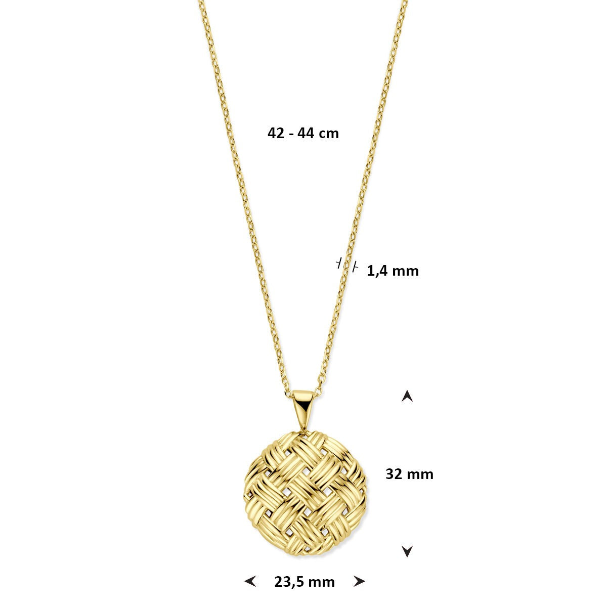 collar de mujer en ancla de oro amarillo de 14k con cierre de langosta 42 - 44 cm