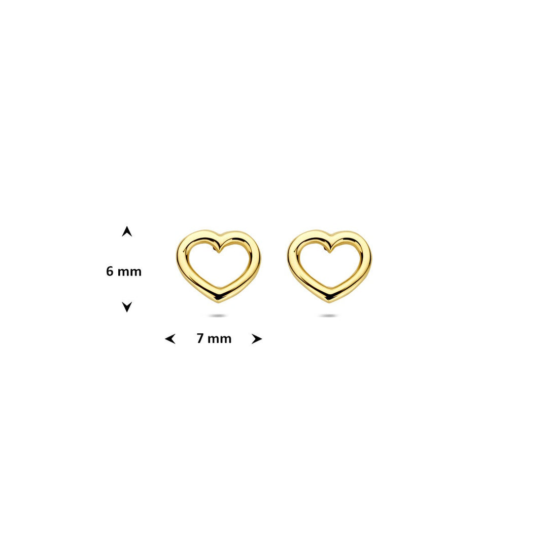 Gouden oorknoppen met open hart – 14k