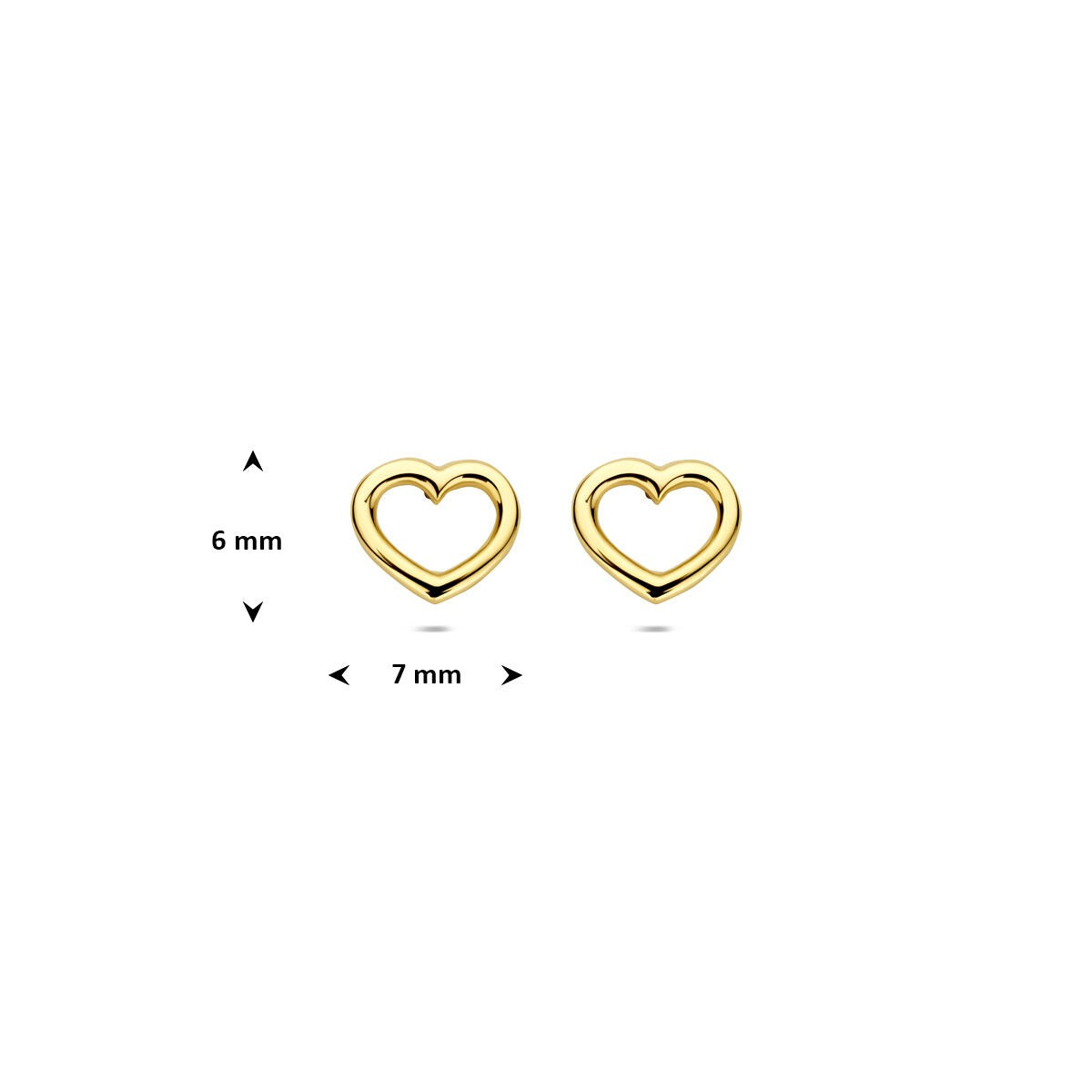 Pendientes de botón de oro con corazón abierto – 14k